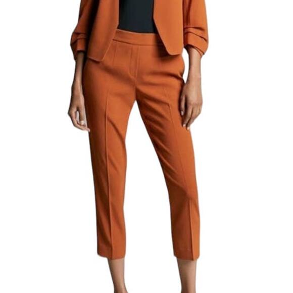 Aritzia Babaton NWT Cohen Mid Rise Slim Ankle Brown Paperbag Career Pants Size 8 - Picture 2 of 12